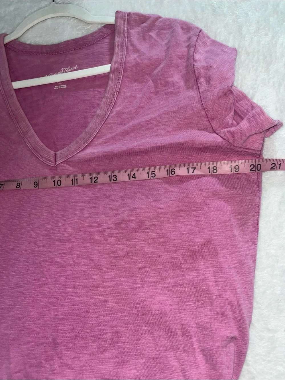 T Shirt Dress 100% Cotton Heathered Pink V Neck Heather Short Sleeve Basic Solid